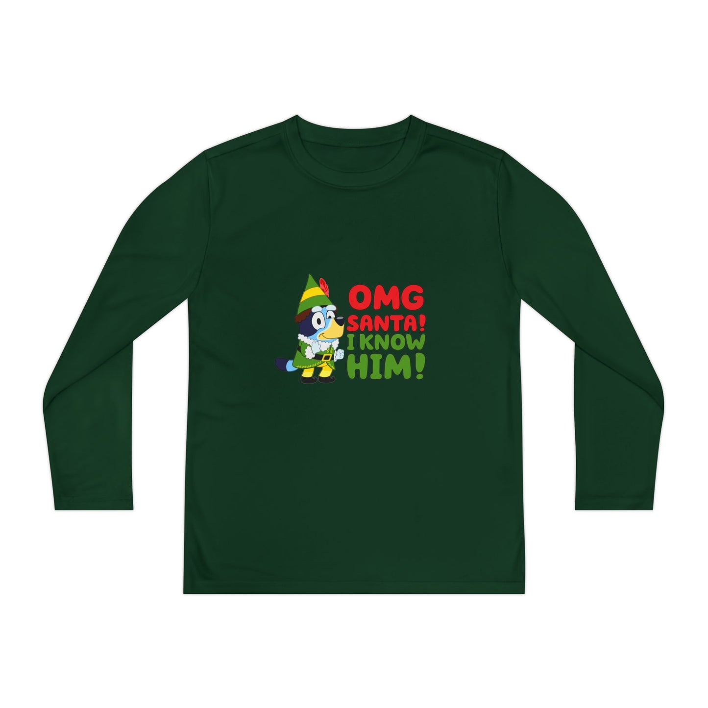 OMG Santa I know him Youth Long Sleeve Competitor Tee