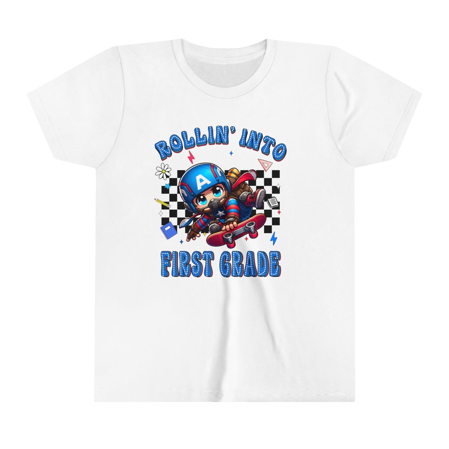 CAPTAIN AMERICA - Rollin' Into 1st Grade Youth Short Sleeve Tee