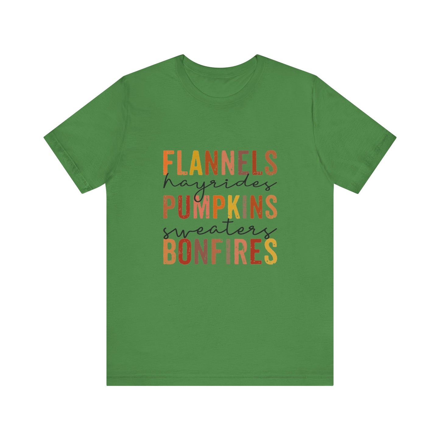 Flannels, Hayrides, Pumpkins, Sweaters, Bonfires Jersey Short Sleeve Tee