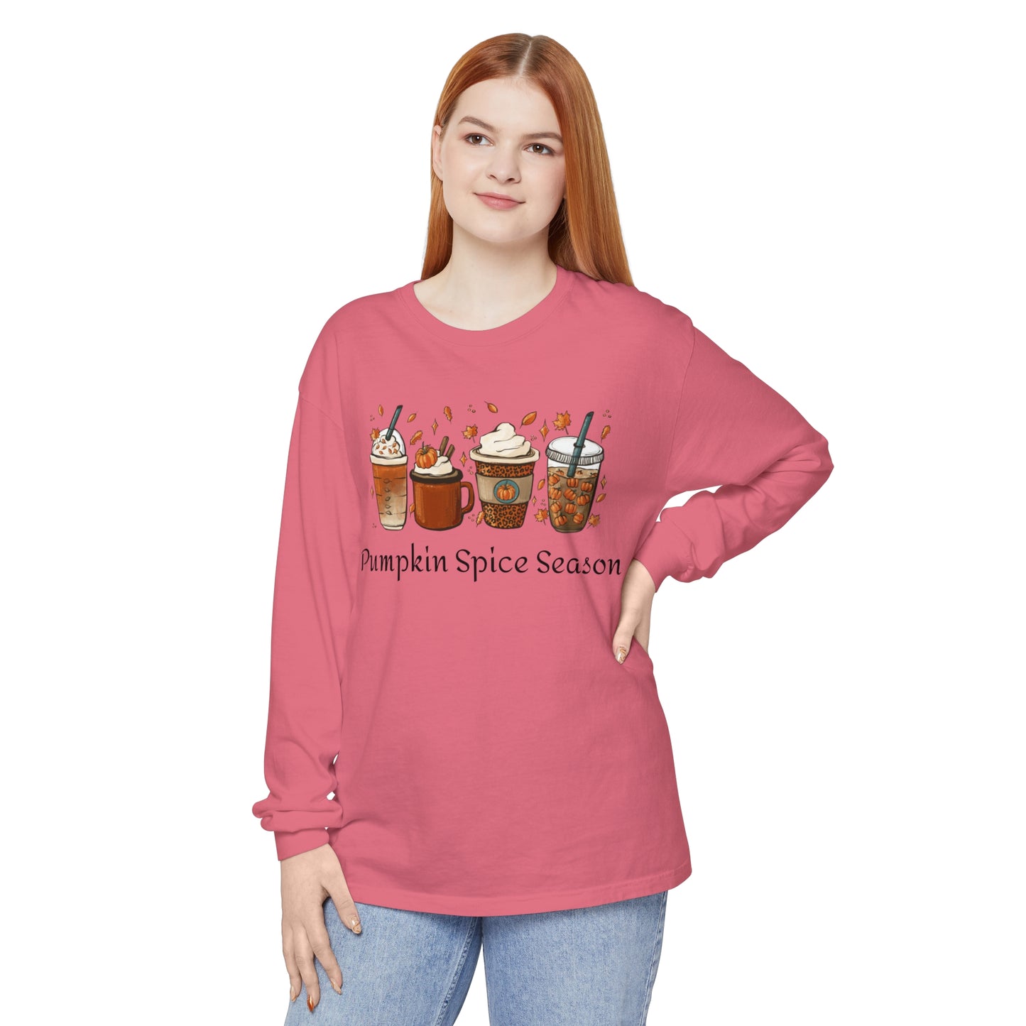 Pumpkin Spice Season Garment-dyed Long Sleeve T-Shirt
