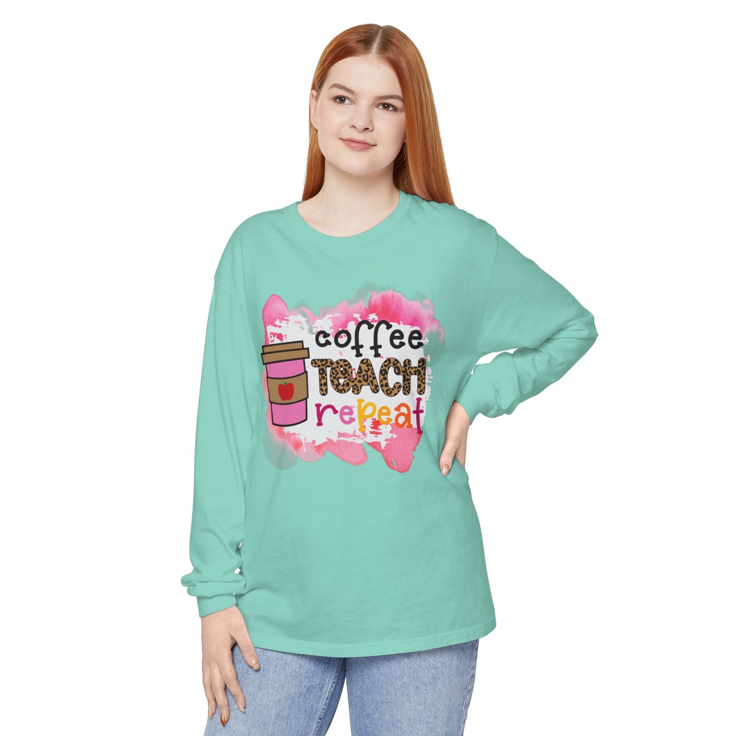Coffee Teach Repeat Long Sleeve T-Shirt