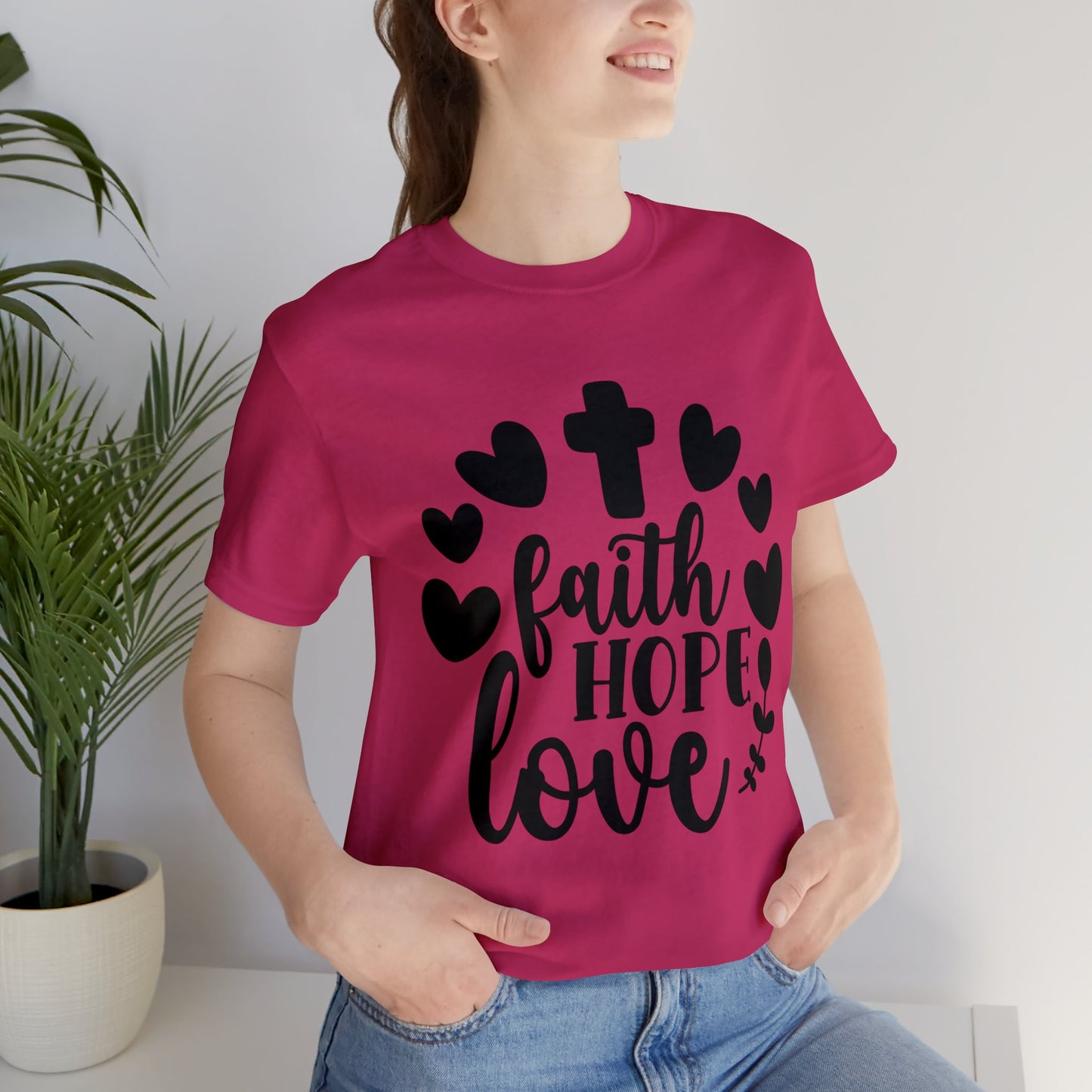Faith Hope Love (front) Pray (back) Short Sleeve Tshirt
