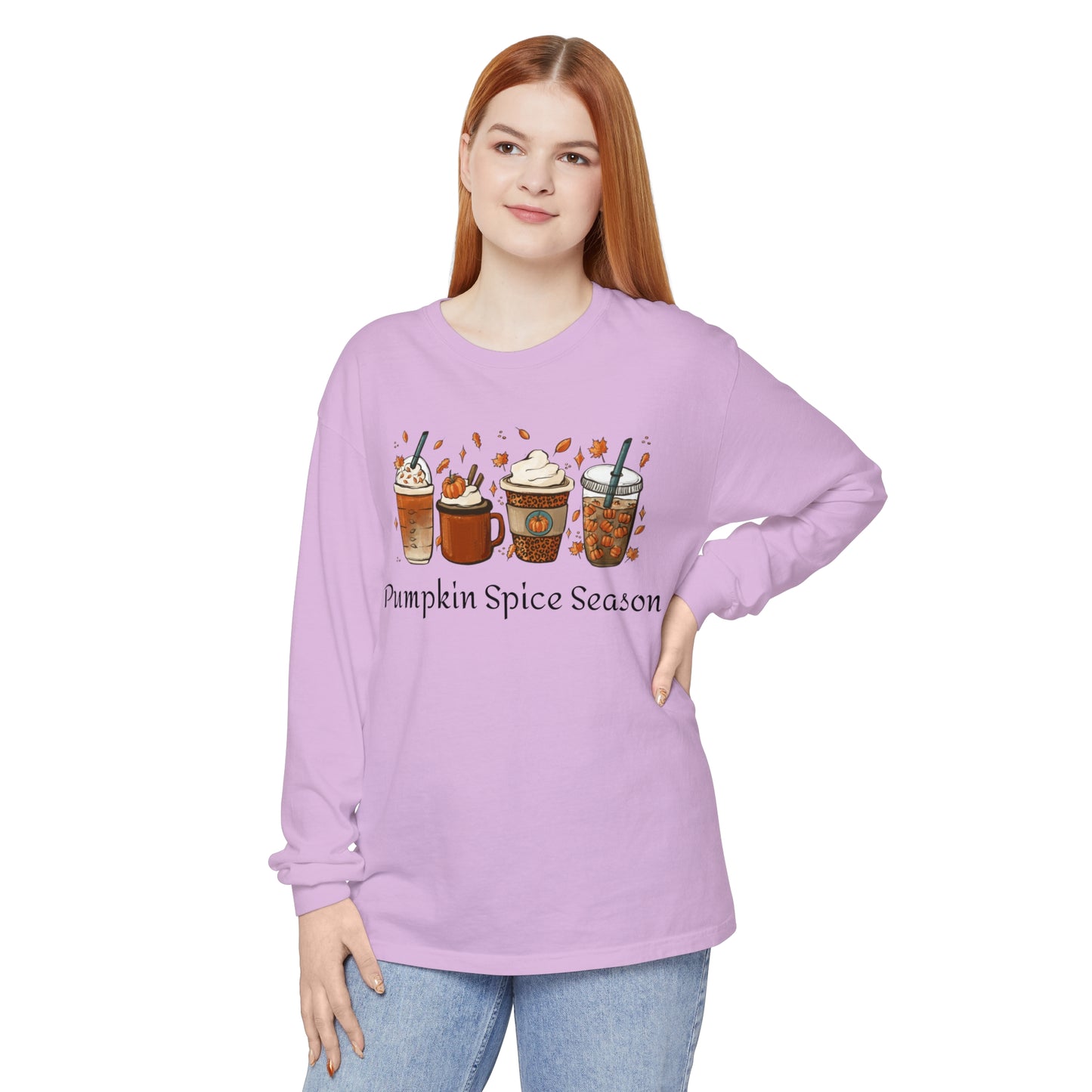 Pumpkin Spice Season Garment-dyed Long Sleeve T-Shirt