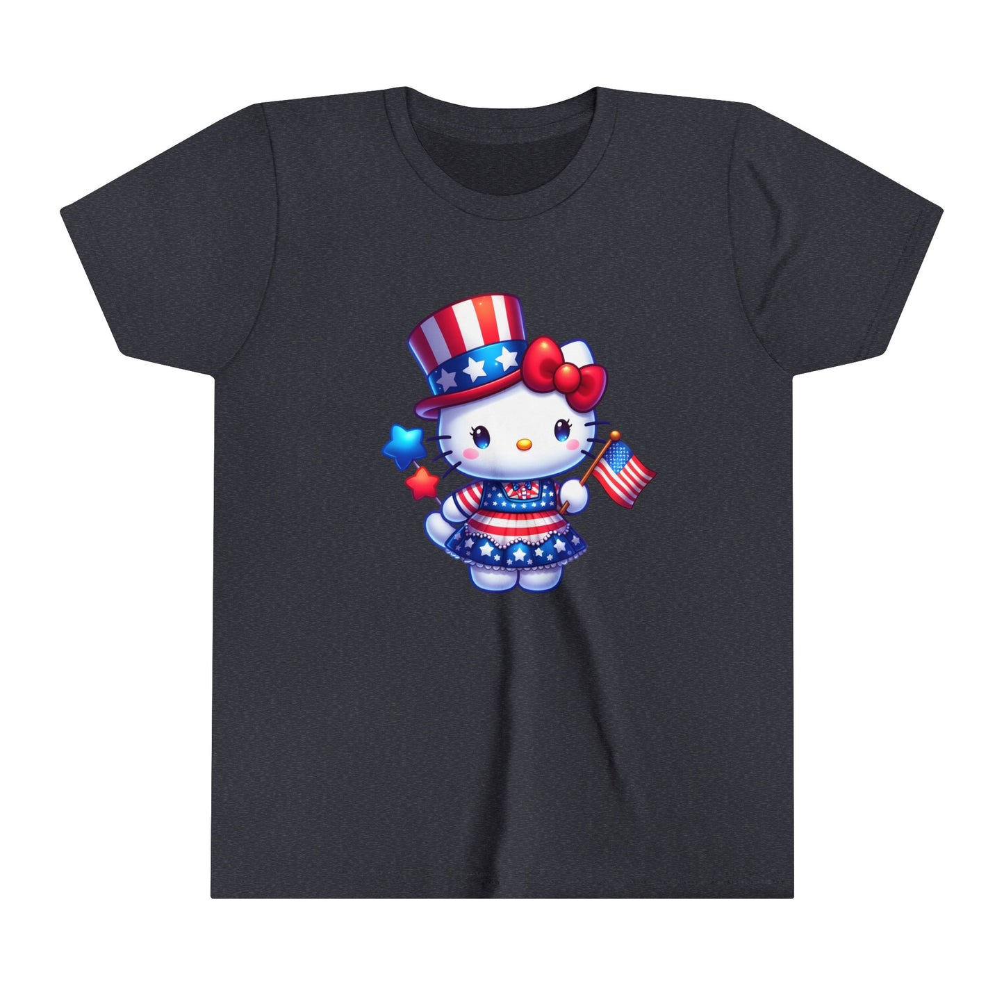 American Flag Hello Kitty Youth Short Sleeve Tee