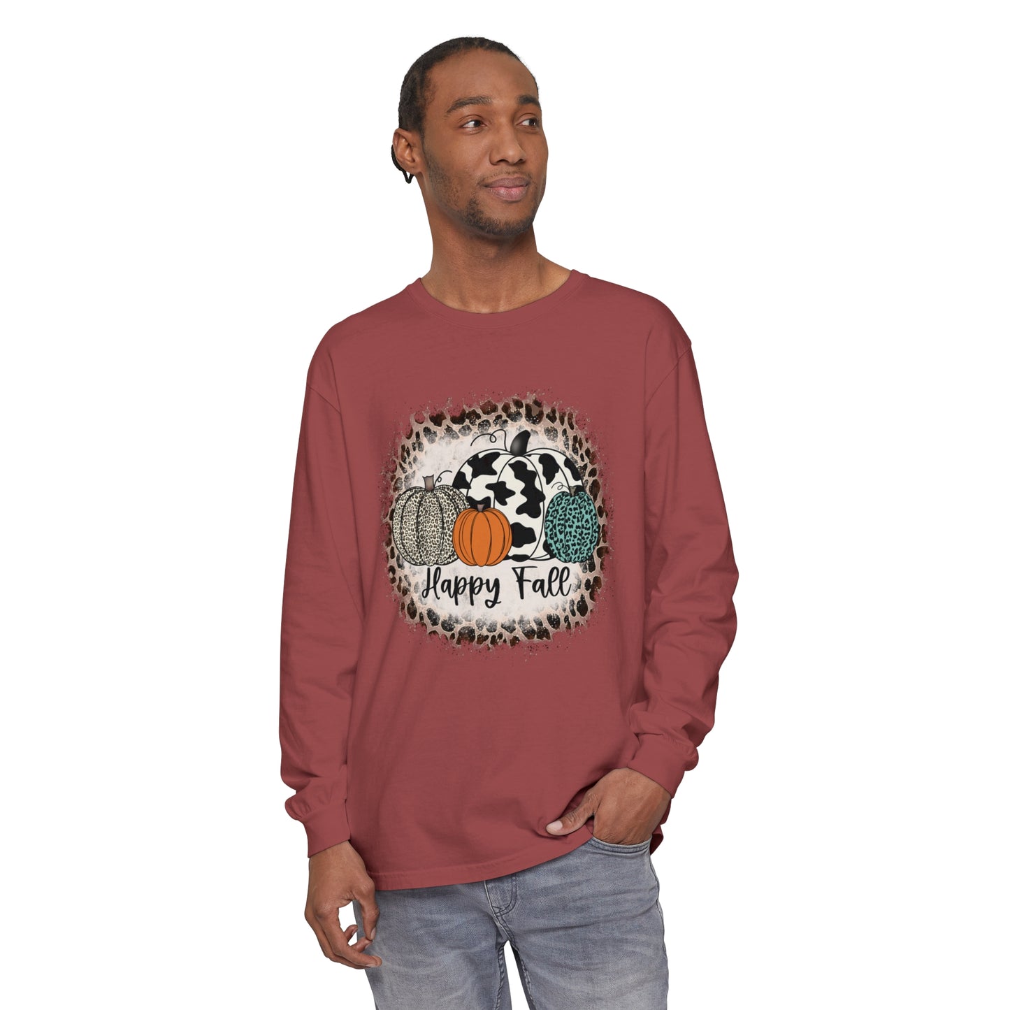 Happy Fall Garment-dyed Long Sleeve T-Shirt