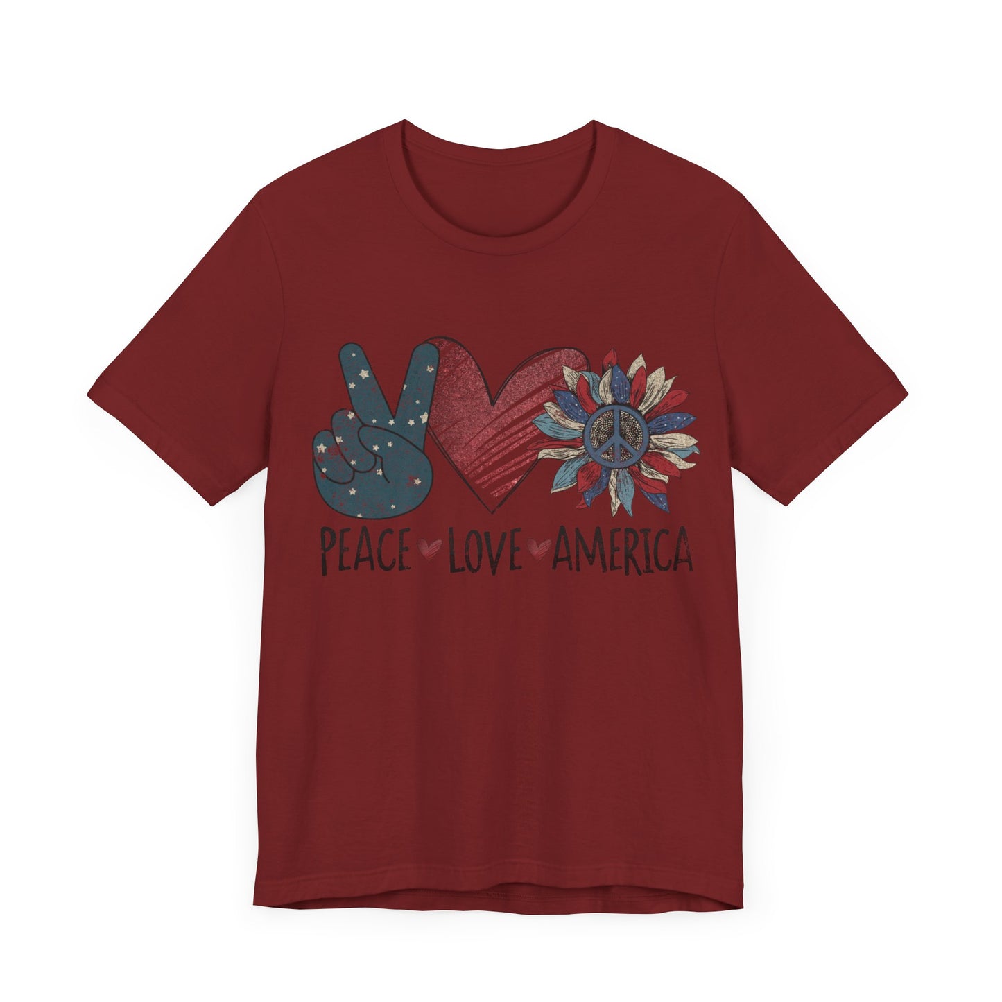 Peace Love America Jersey Short Sleeve Tee