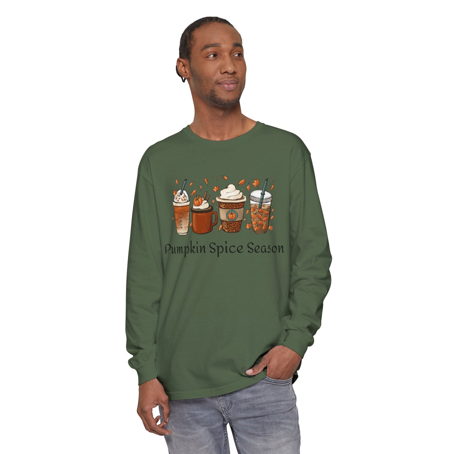 Pumpkin Spice Season Garment-dyed Long Sleeve T-Shirt
