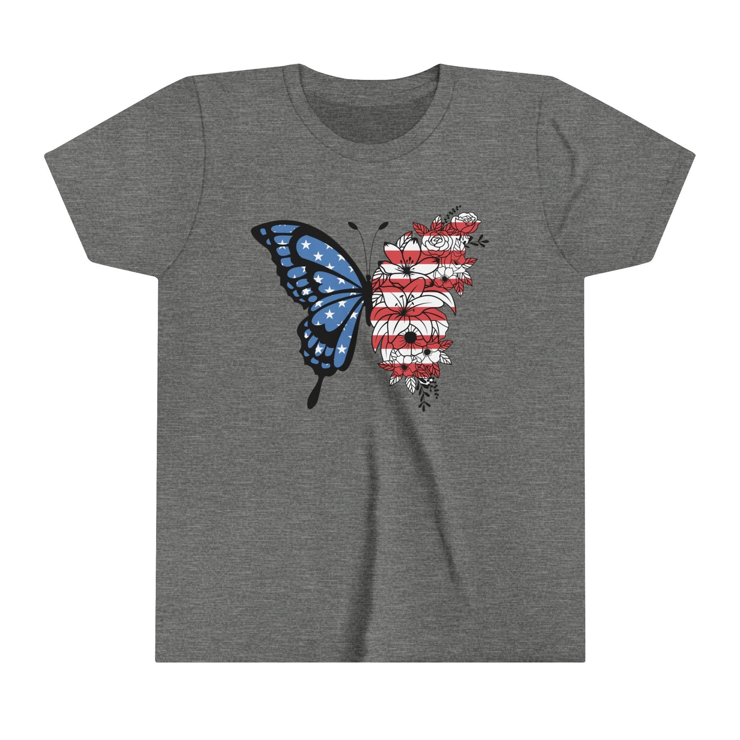 Butterfly American Flag Youth Short Sleeve Tee
