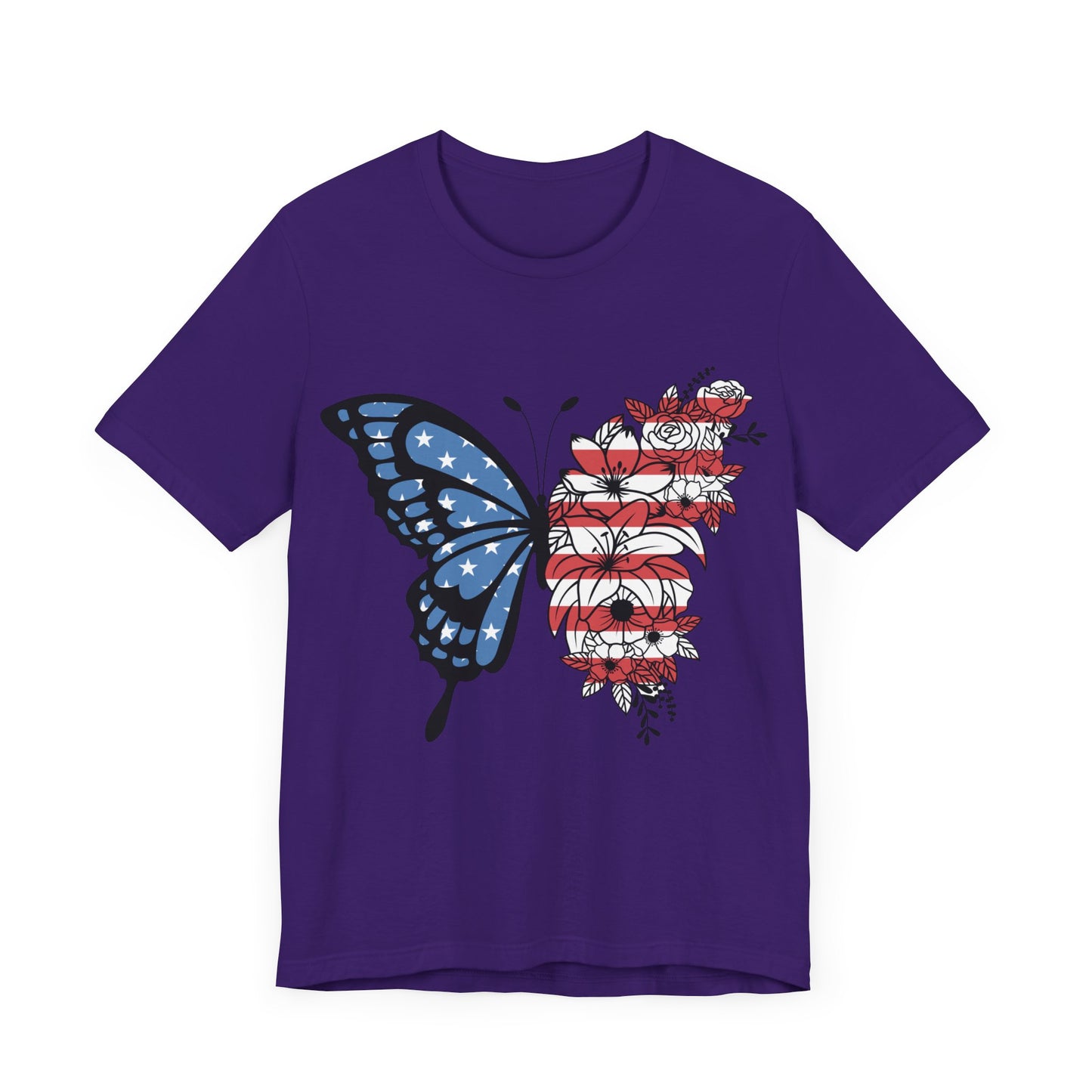 Red, White & Butterfly Jersey Short Sleeve Tee