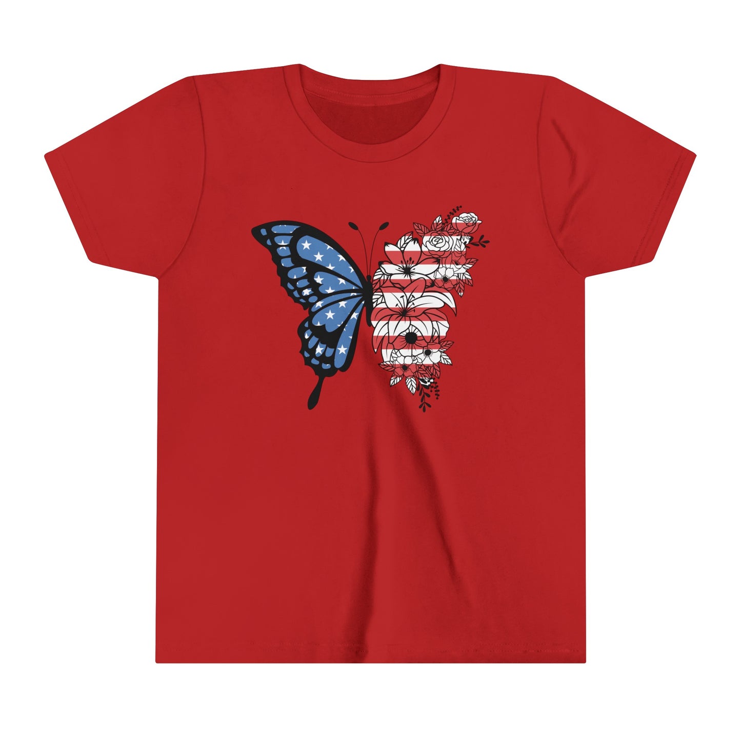 Butterfly American Flag Youth Short Sleeve Tee