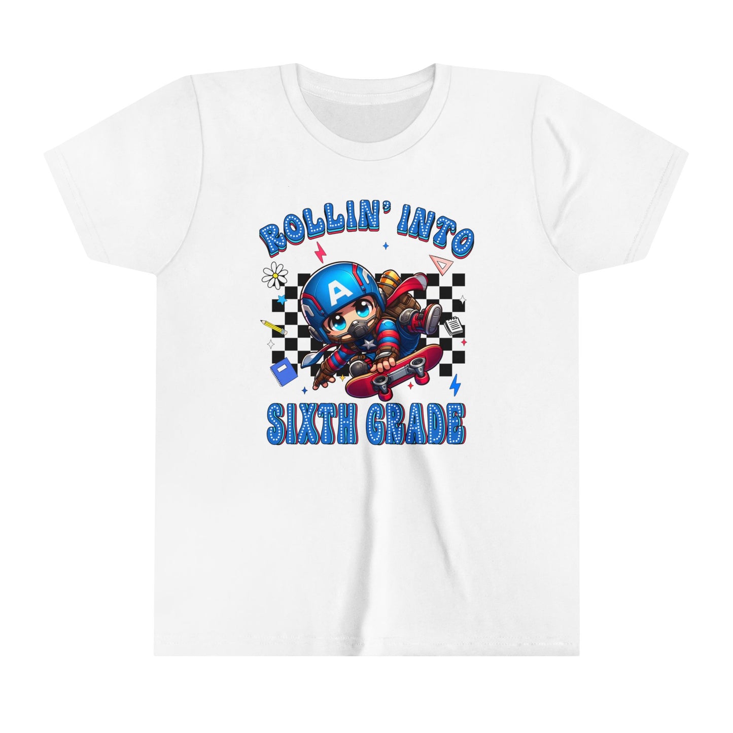 CAPTAIN AMERICA - Rollin' Into 6th Grade Youth Short Sleeve Tee