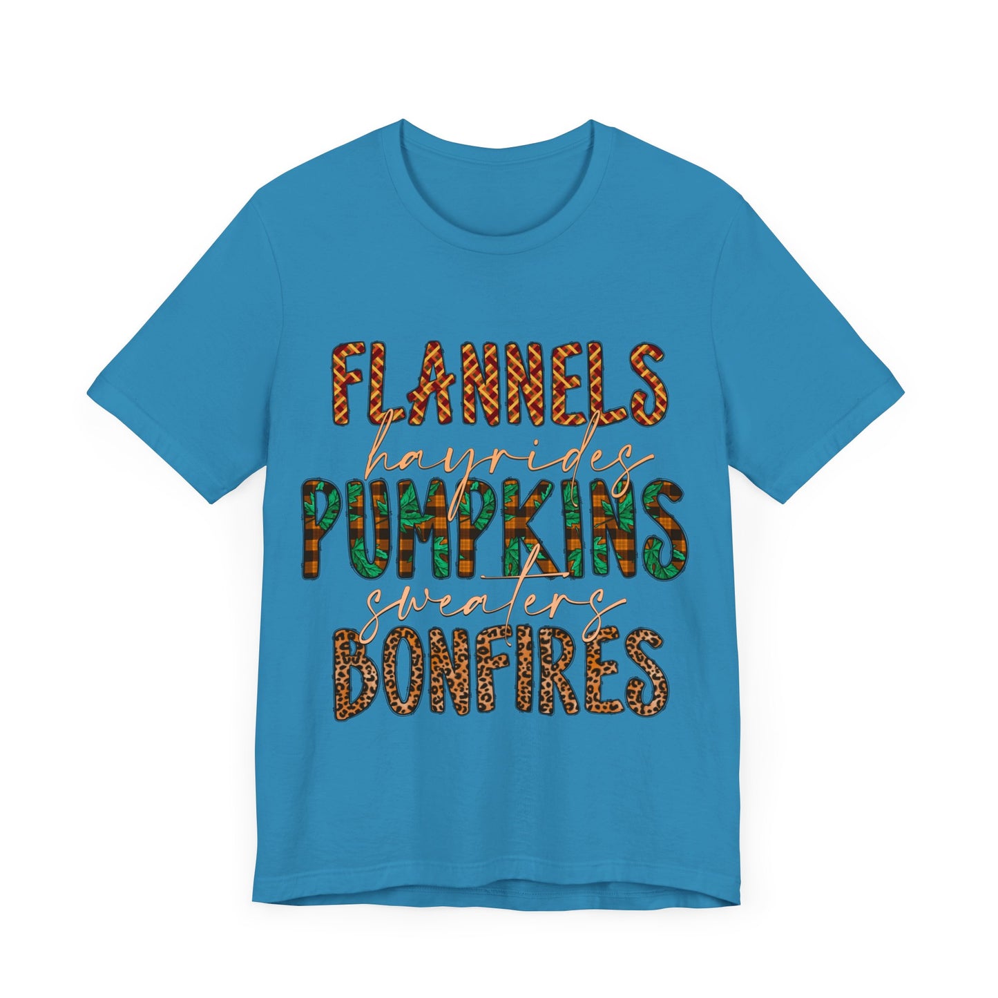 Flannels, Hayrides, Pumpkins, Sweaters, Bonfires Jersey Short Sleeve Tee