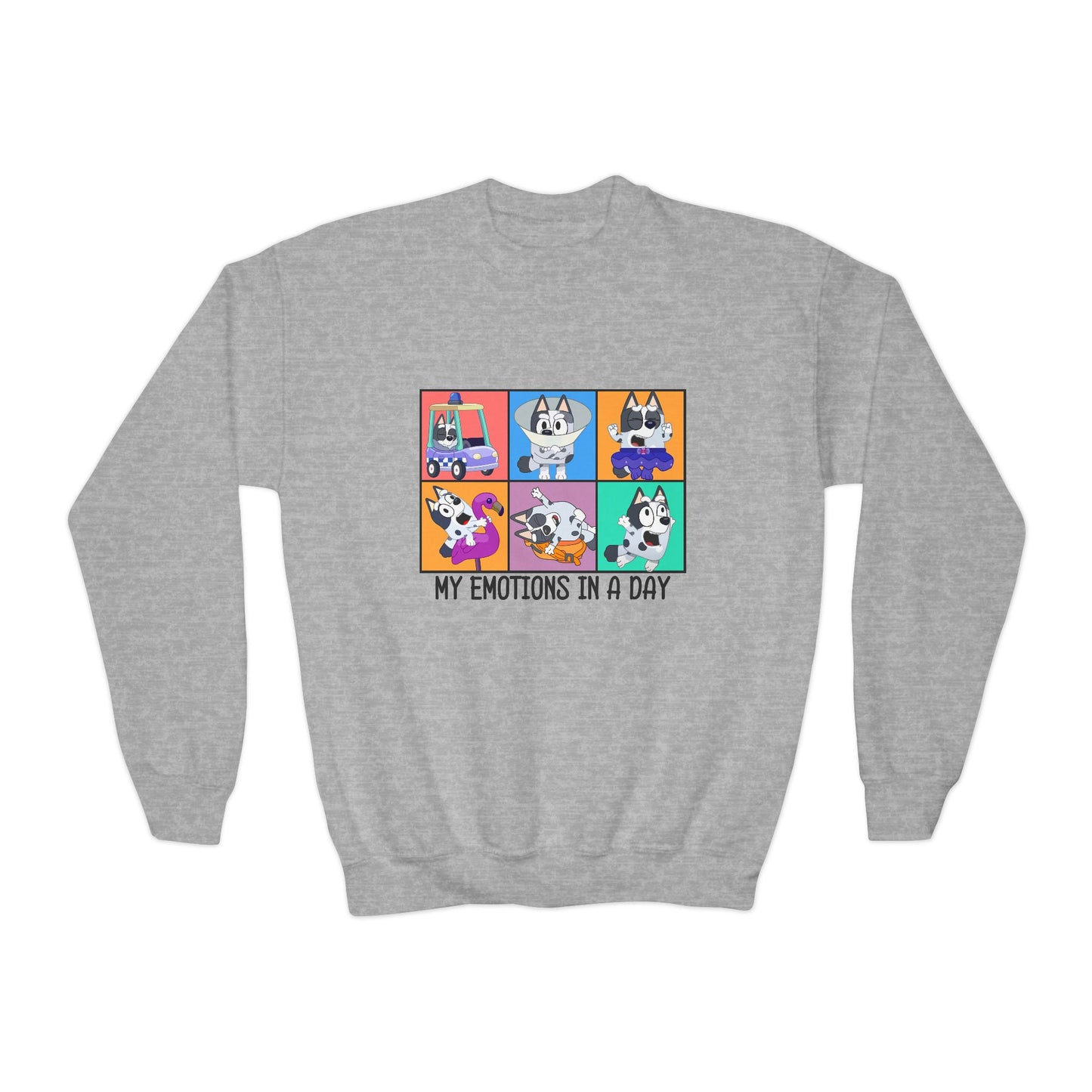 My emotions in a day Youth Crewneck Sweatshirt