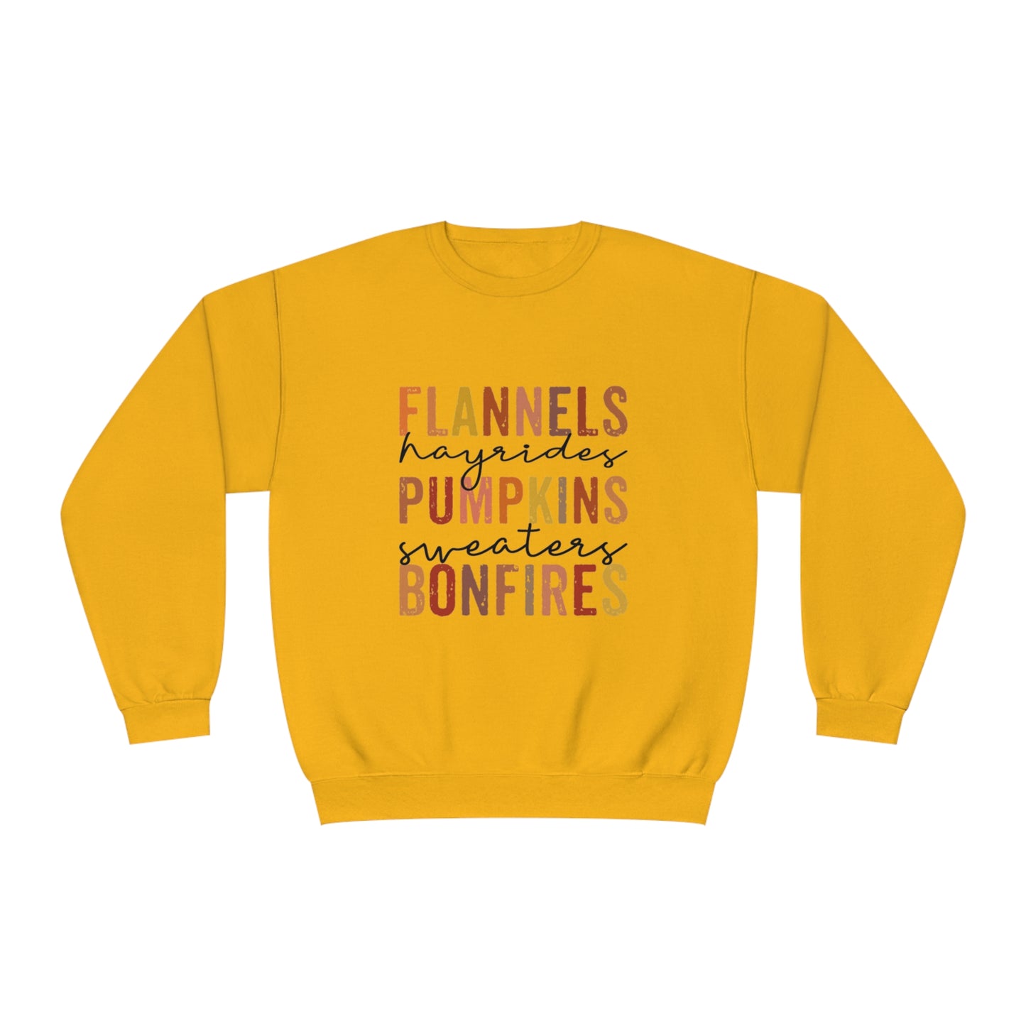 Flannels, Hayrides, Pumpkins, Sweaters, Bonfires Crewneck Sweatshirt
