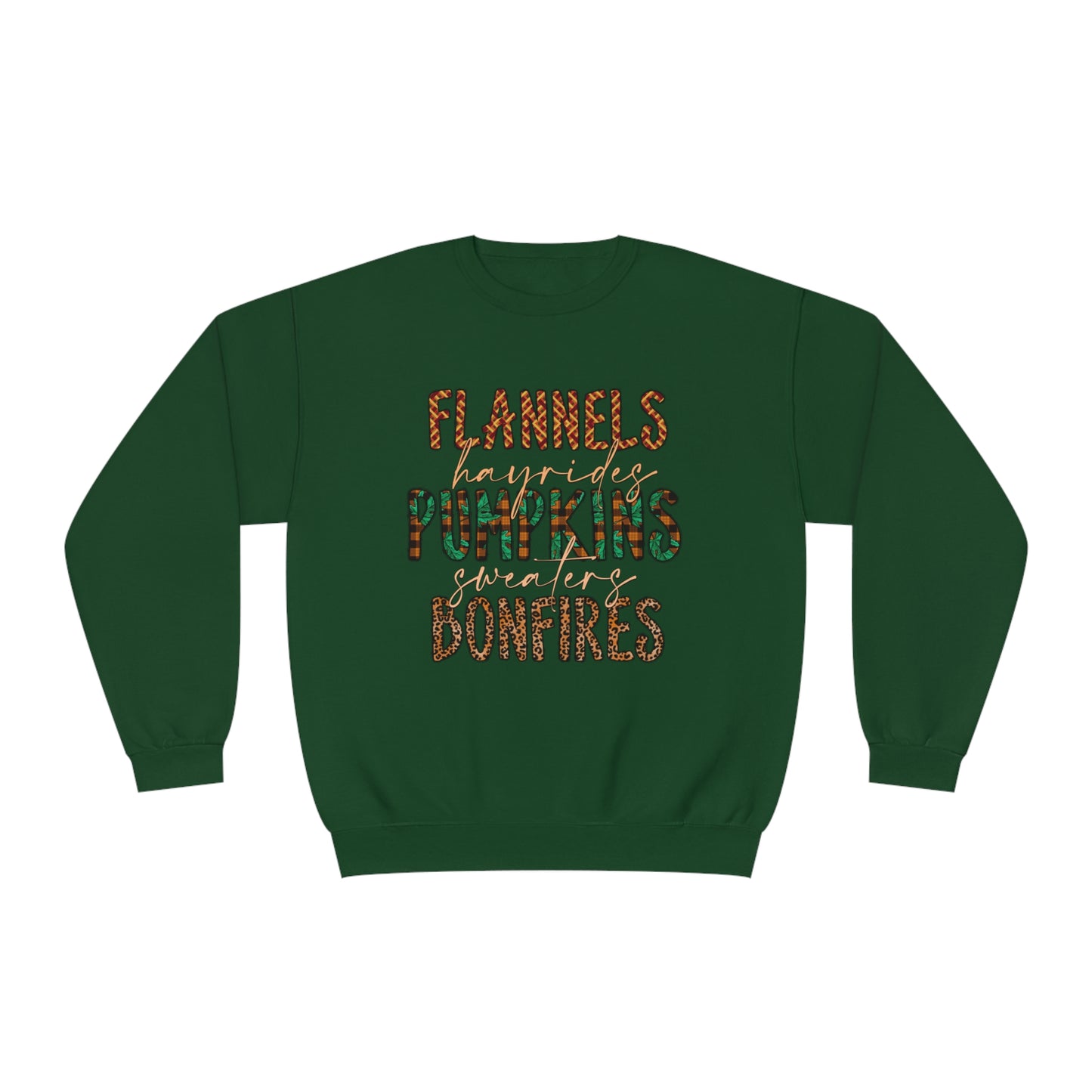 Flannels, Hayrides, Pumpkins, Sweaters, Bonfires Crewneck Sweatshirt