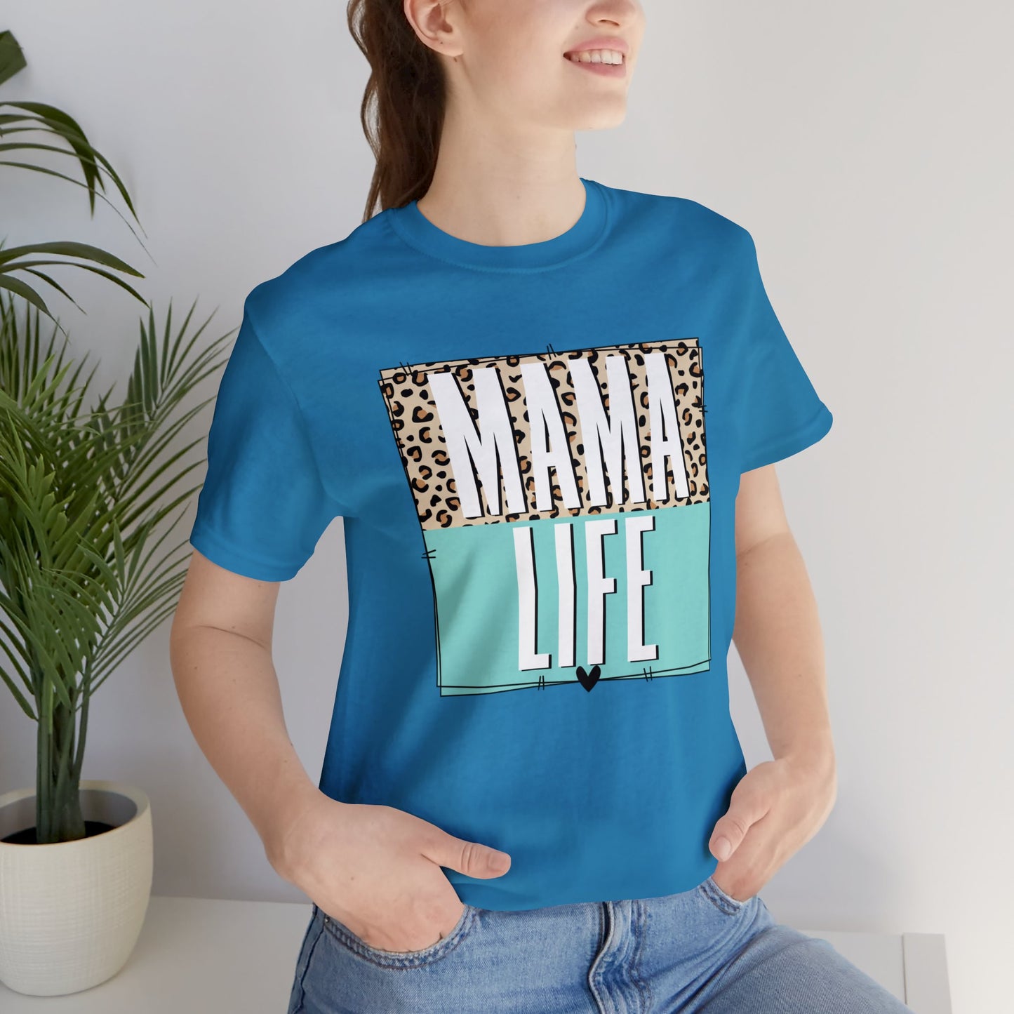 Mama life Leopard print short sleeve tshirt
