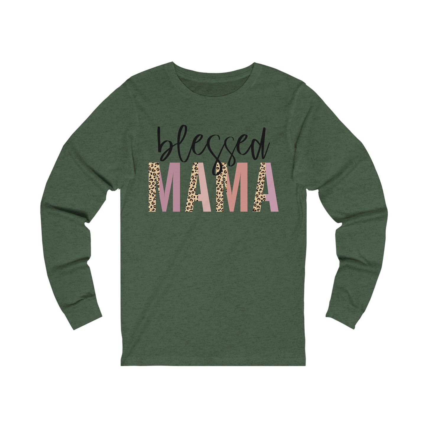 Blessed Mama Leopard print long sleeve tshirt
