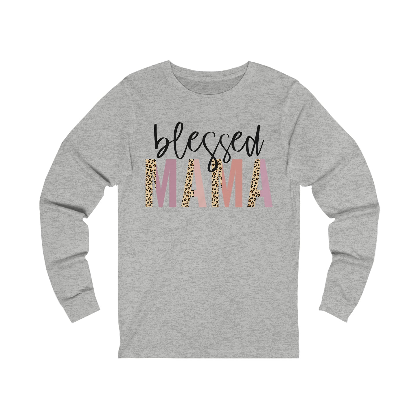 Blessed Mama Leopard print long sleeve tshirt