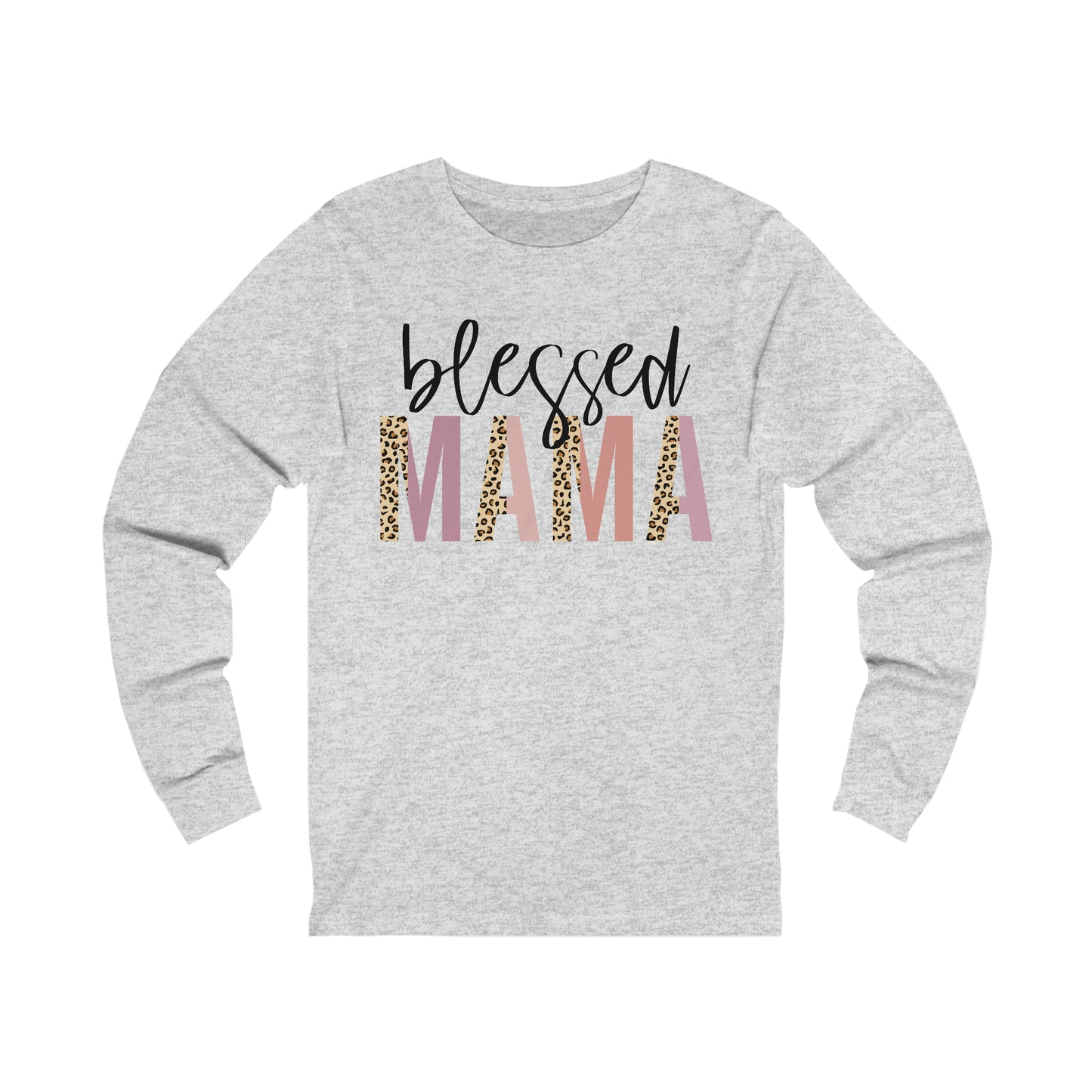 Blessed Mama Leopard print long sleeve tshirt