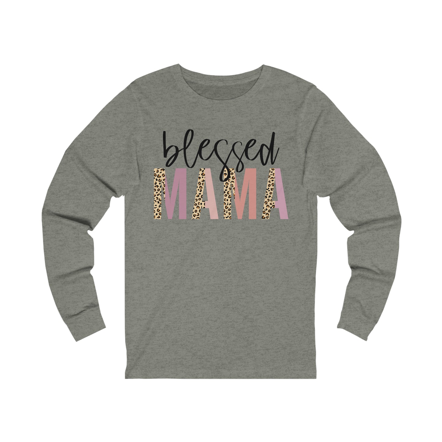 Blessed Mama Leopard print long sleeve tshirt