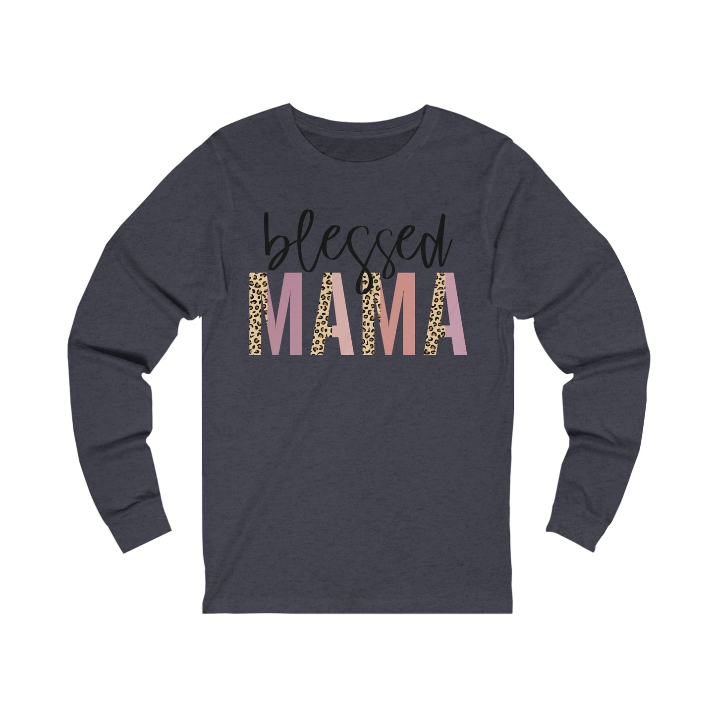 Blessed Mama Leopard print long sleeve tshirt
