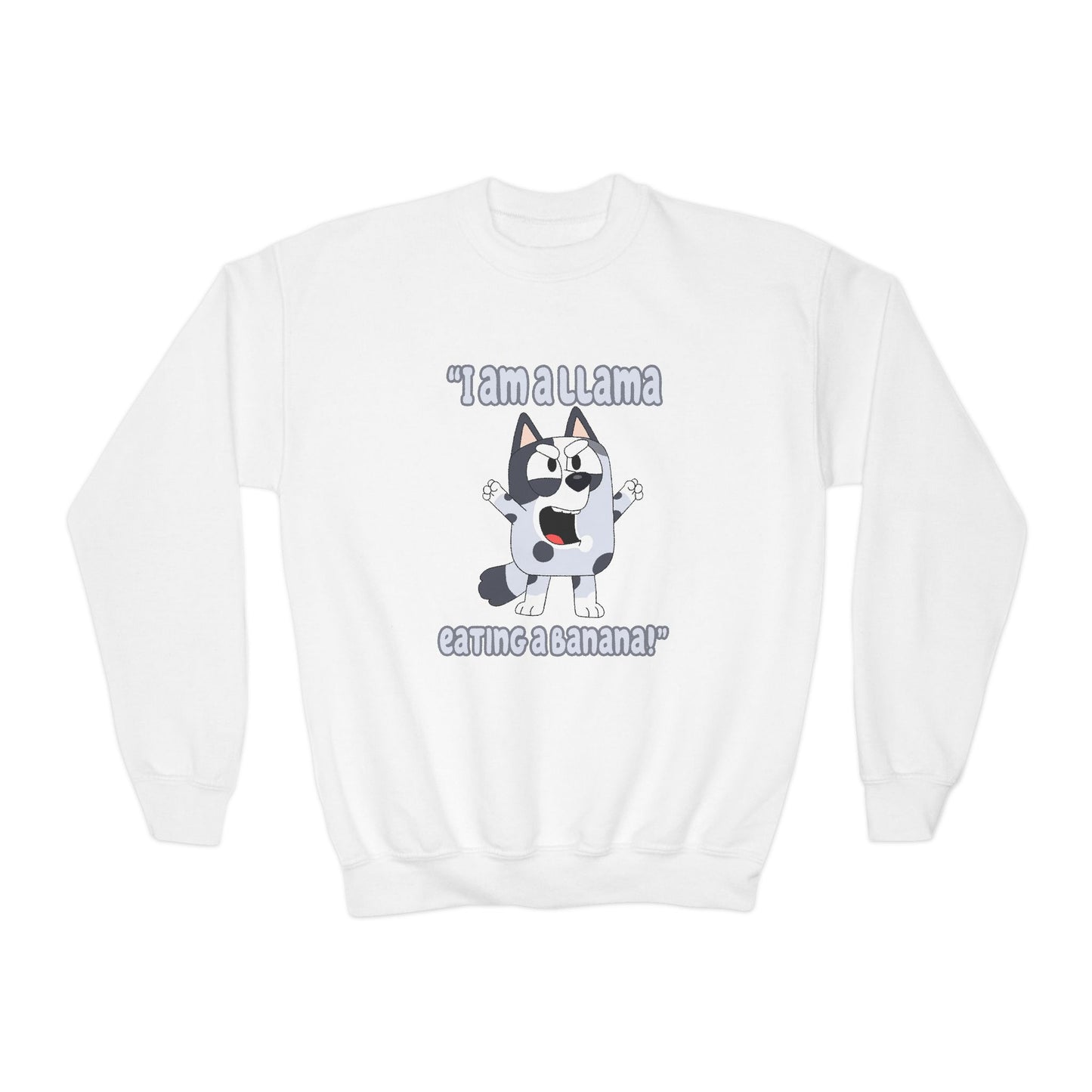 I'm a llama eating a banana Youth Crewneck Sweatshirt