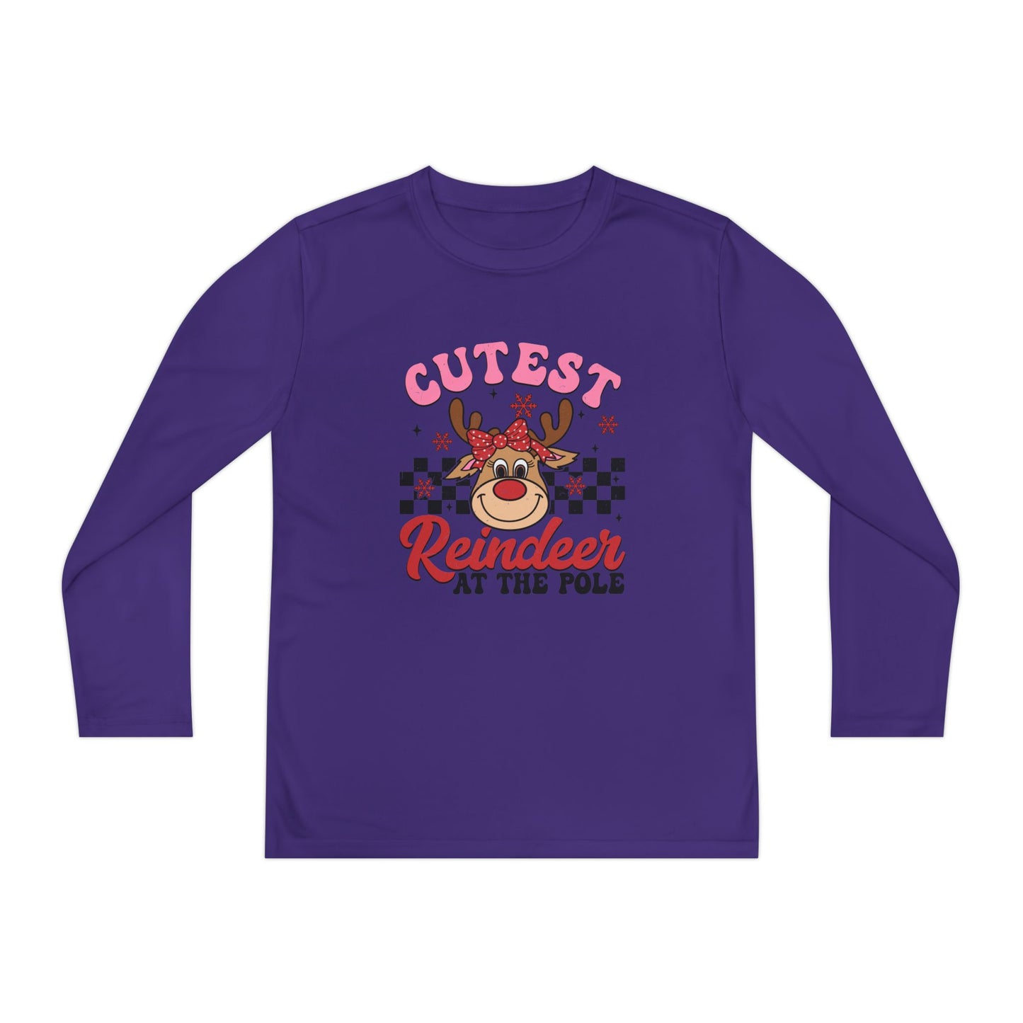 Cutest Reindeer at the Pole Youth Long Sleeve Competitor Tee