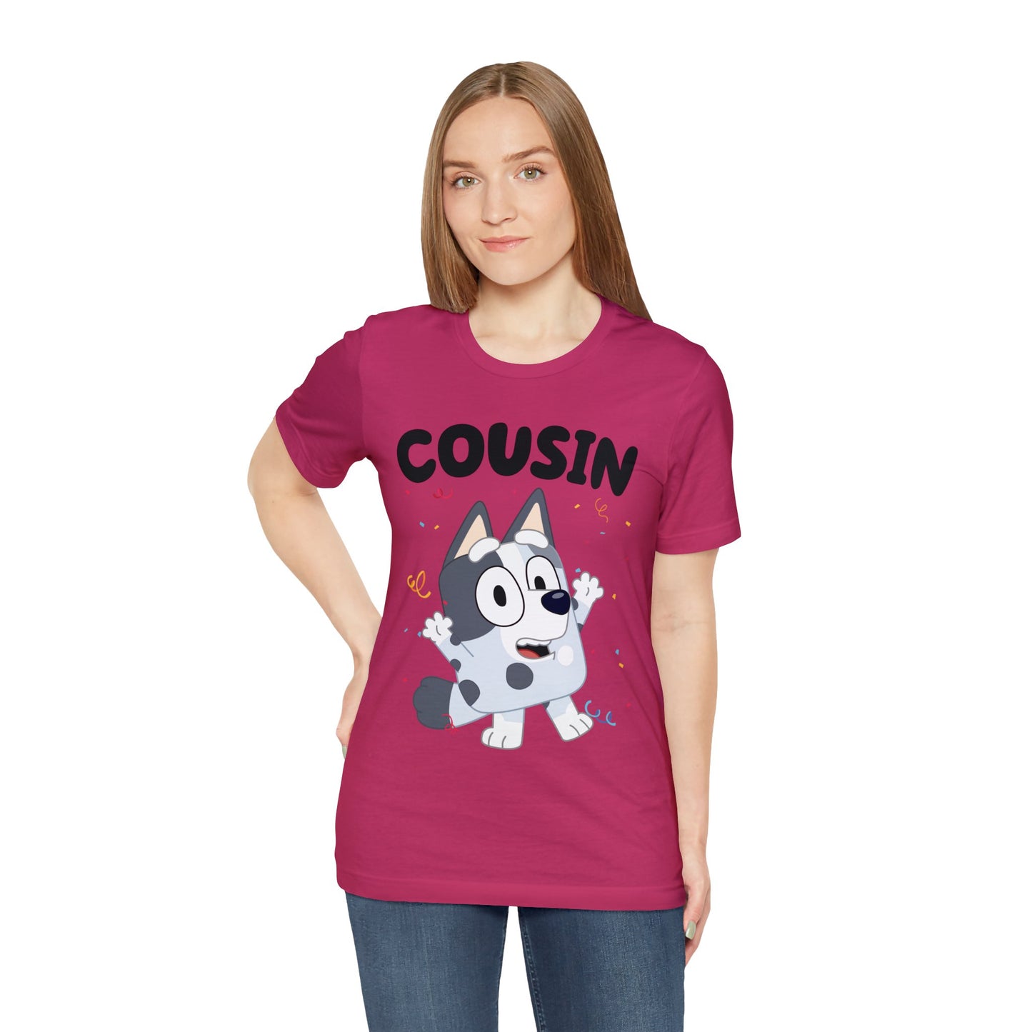 Cousin Muffin Bluey Birthday short sleeve Tshirt