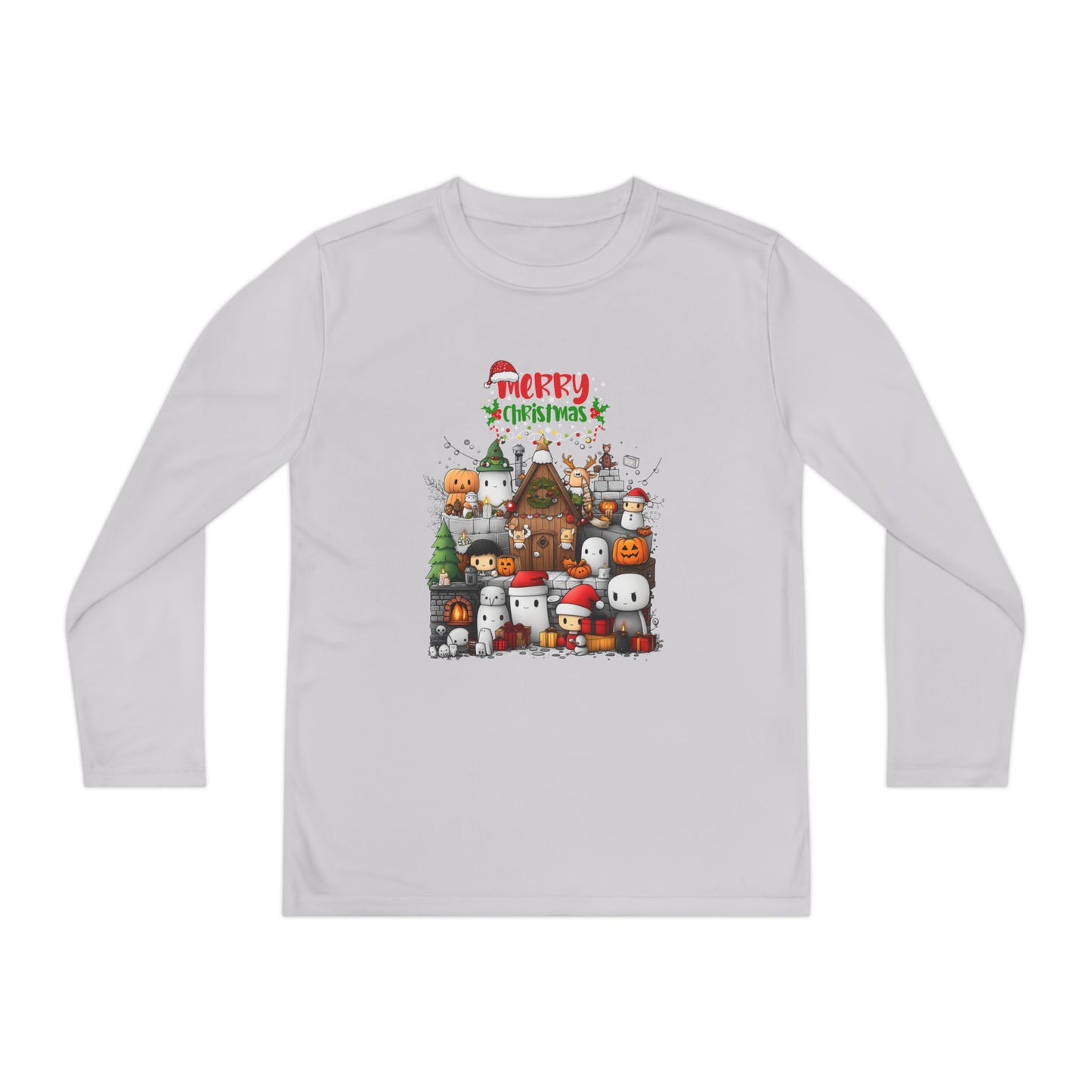 Merry Mine-craft Christmas Youth Long Sleeve Competitor Tee