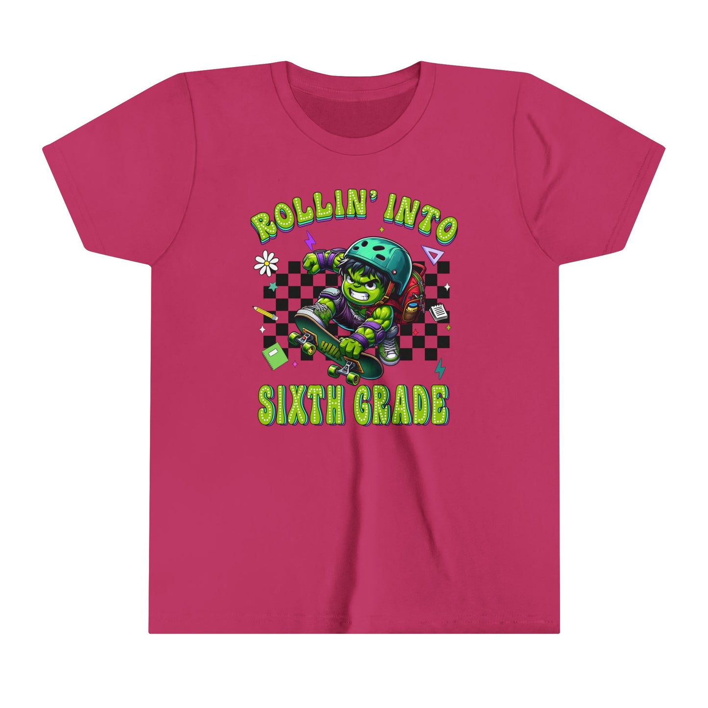 HULK - Rollin' Into 6th Grade Youth Short Sleeve Tee