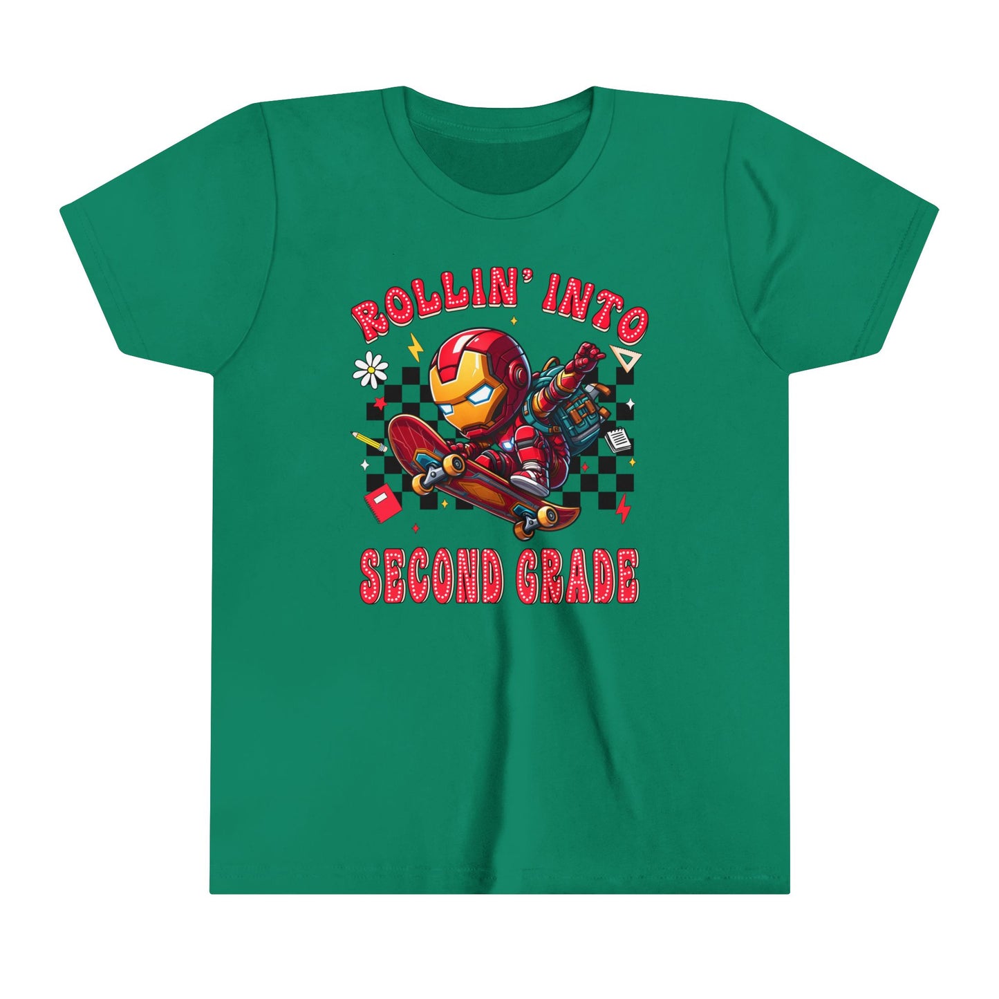 IRON MAN - Rollin' Into 2nd Grade Youth Short Sleeve Tee