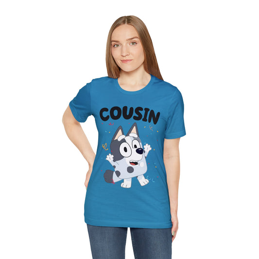 Cousin Muffin Bluey Birthday short sleeve Tshirt