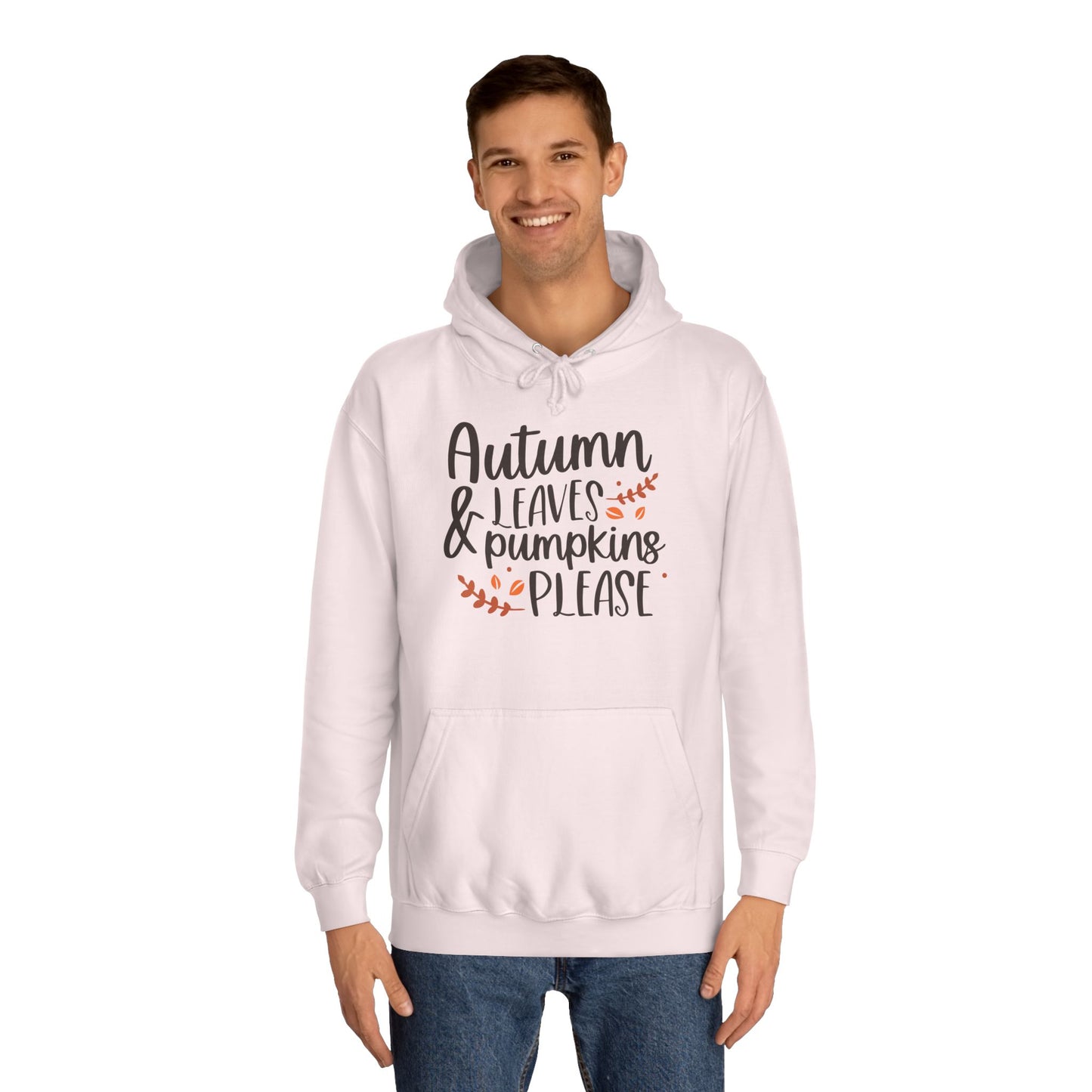 Autumn Leaves & Pumpkins Please Unisex College Hoodie