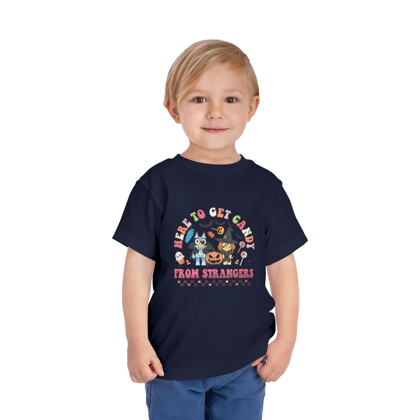 Here to get Candy from Strangers Toddler Short Sleeve Tee
