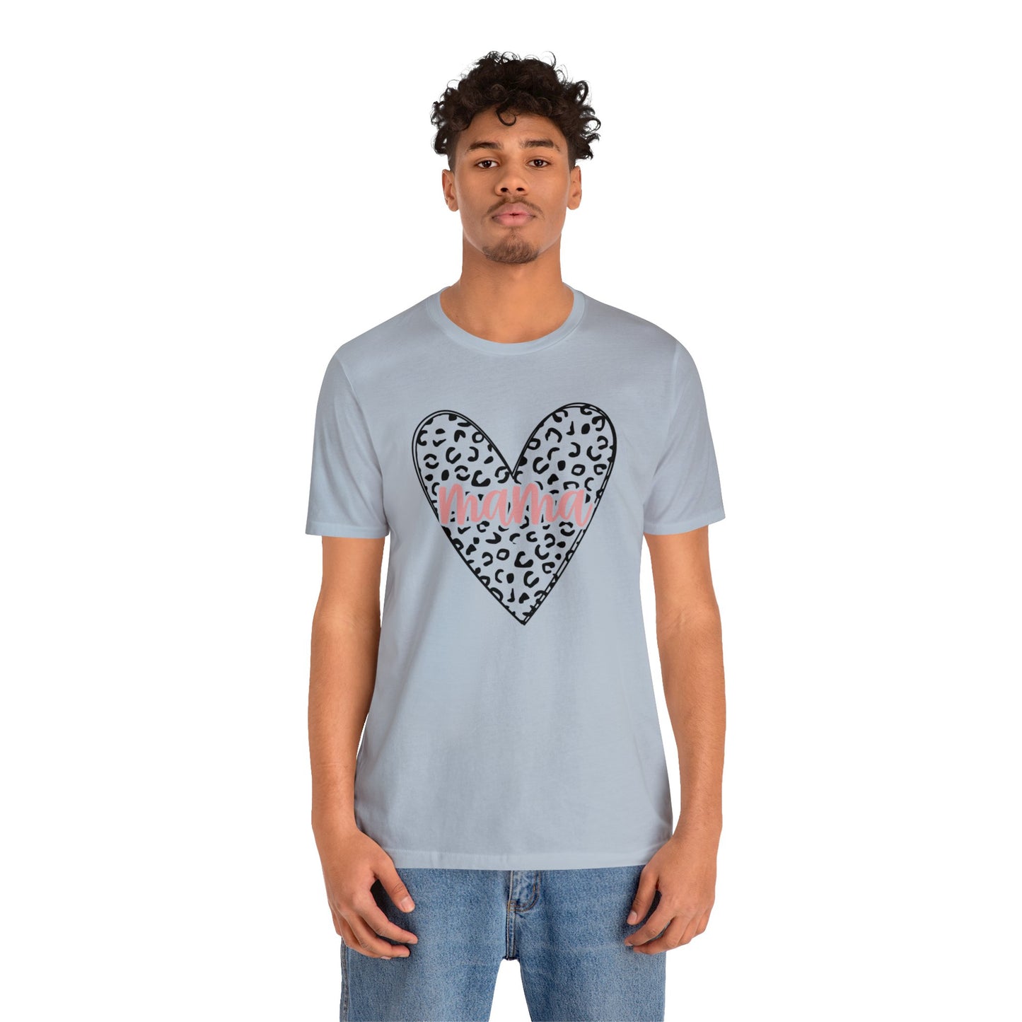 Mama Leopard print heart short sleeve tshirt