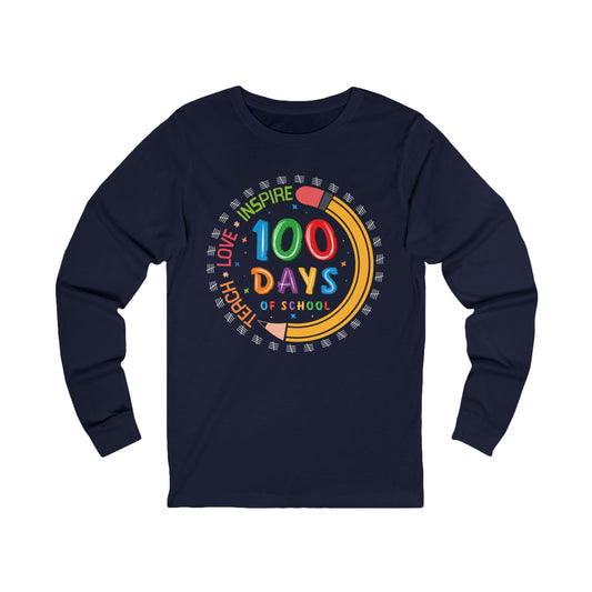 100 days Teach - Love - Inspire Jersey Long Sleeve Tee