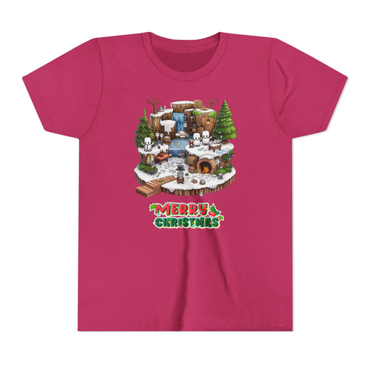 Merry Christmas Mine-craft Youth Short Sleeve Tee