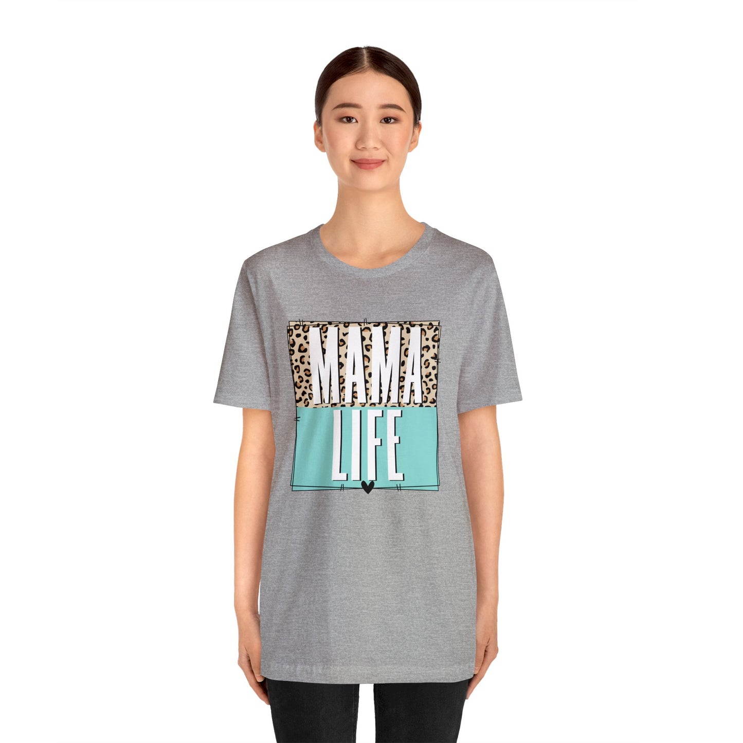 Mama life Leopard print short sleeve tshirt