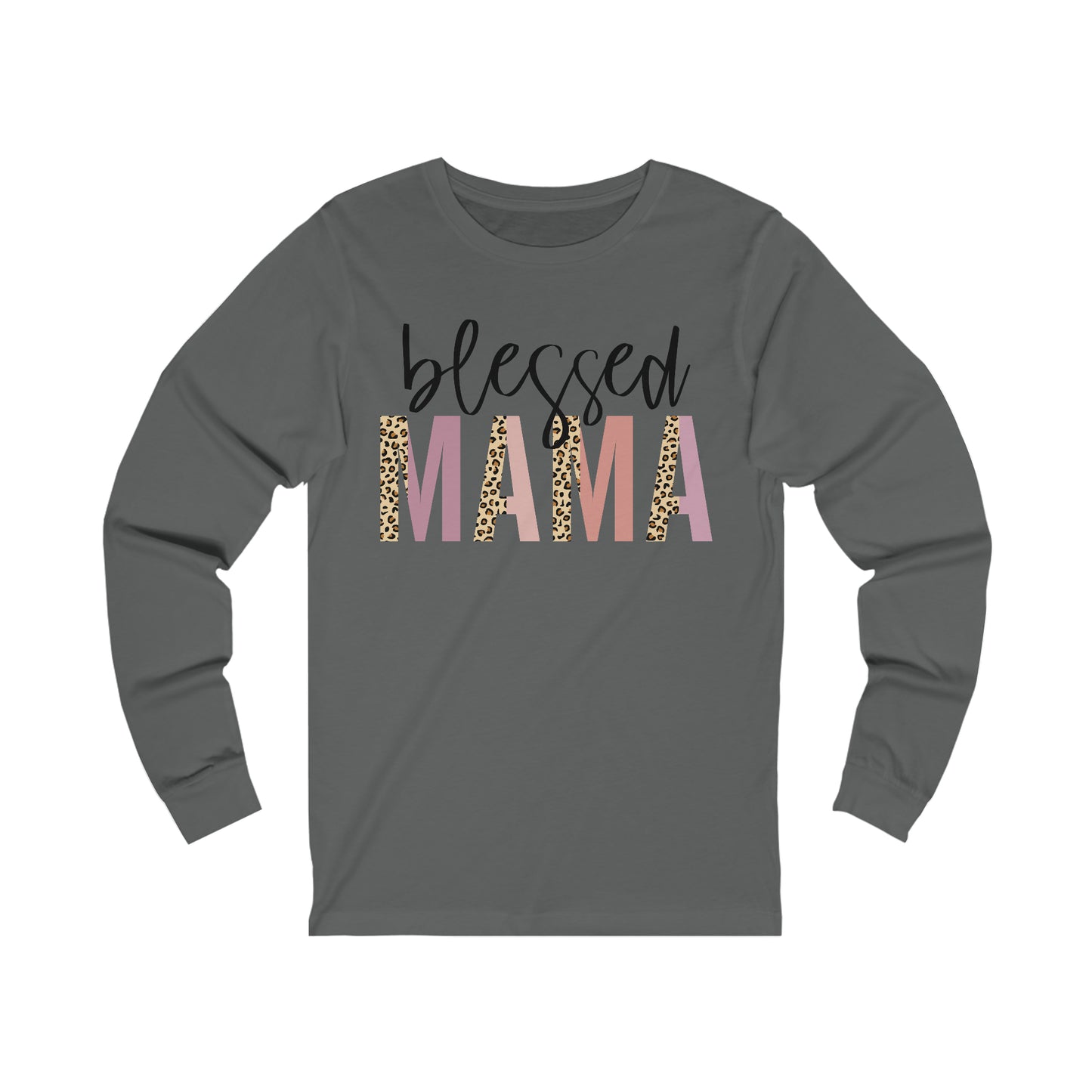 Blessed Mama Leopard print long sleeve tshirt