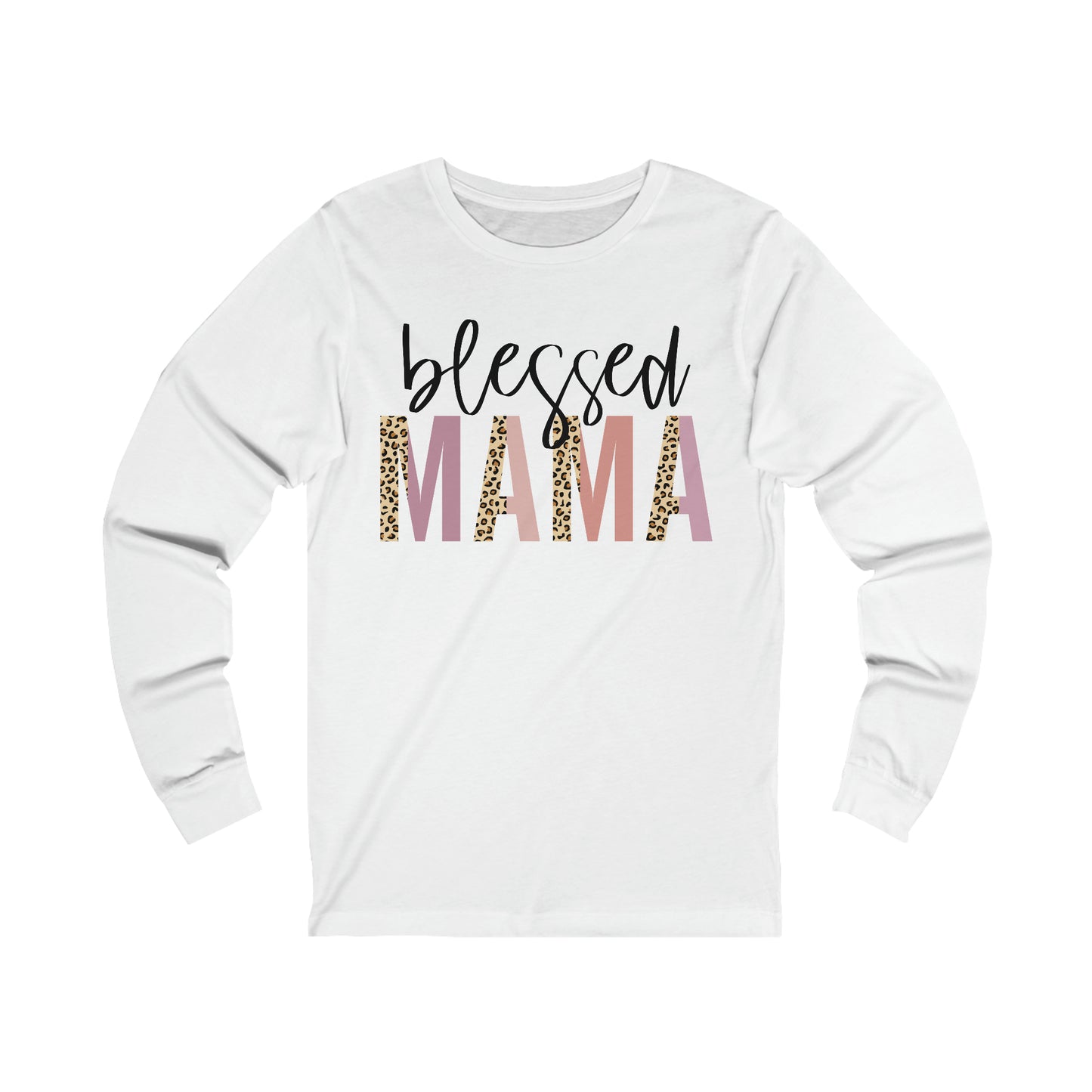 Blessed Mama Leopard print long sleeve tshirt