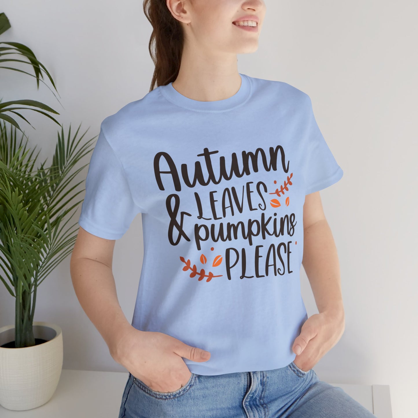 Autumn Leaves & Pumpkins Please Jersey Short Sleeve Tee