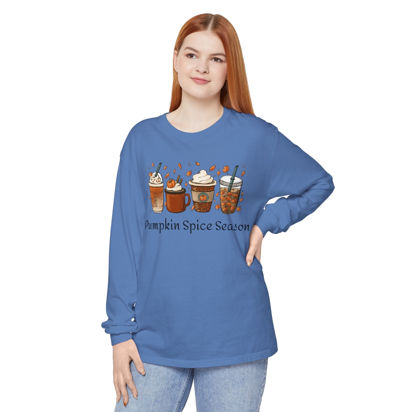 Pumpkin Spice Season Garment-dyed Long Sleeve T-Shirt