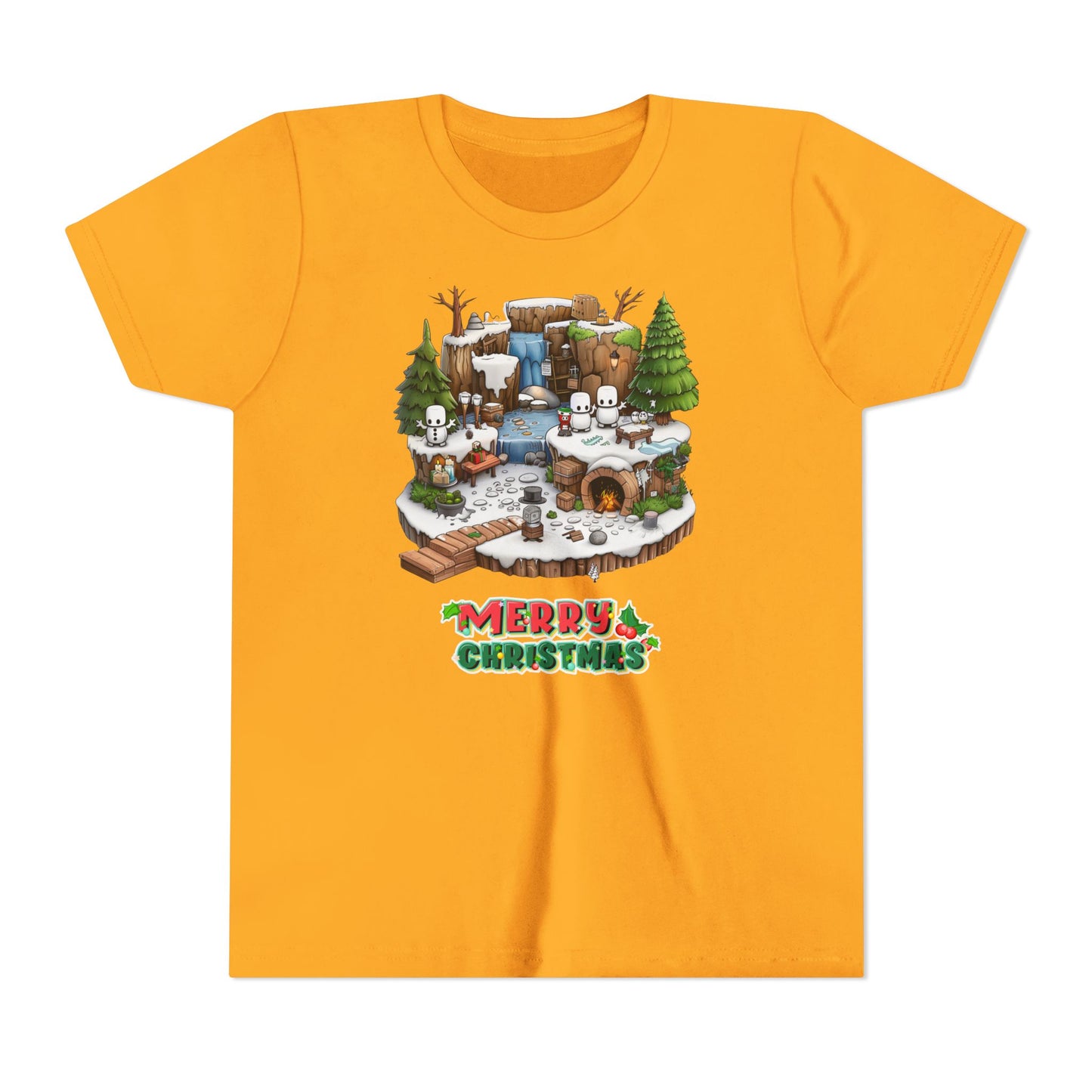 Merry Christmas Mine-craft Youth Short Sleeve Tee