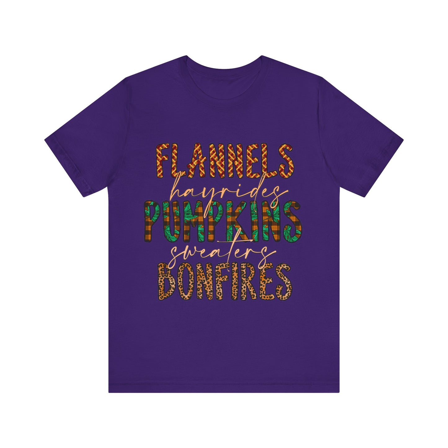Flannels, Hayrides, Pumpkins, Sweaters, Bonfires Jersey Short Sleeve Tee