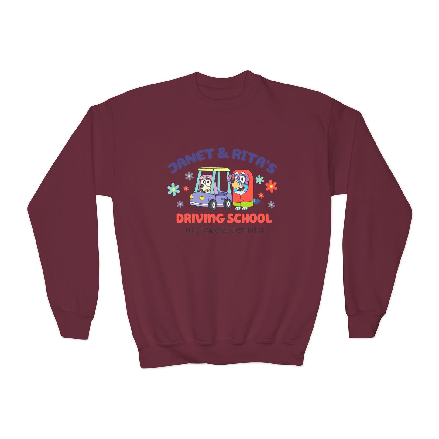 Janet and Rita's Driving School Youth Crewneck Sweatshirt