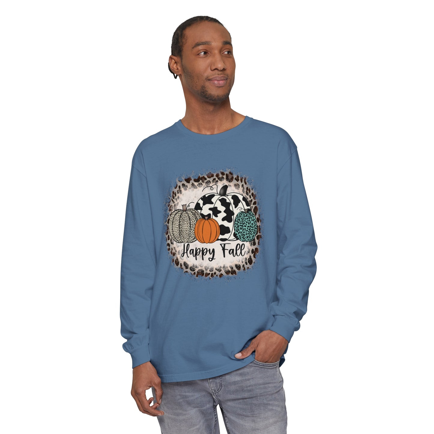 Happy Fall Garment-dyed Long Sleeve T-Shirt