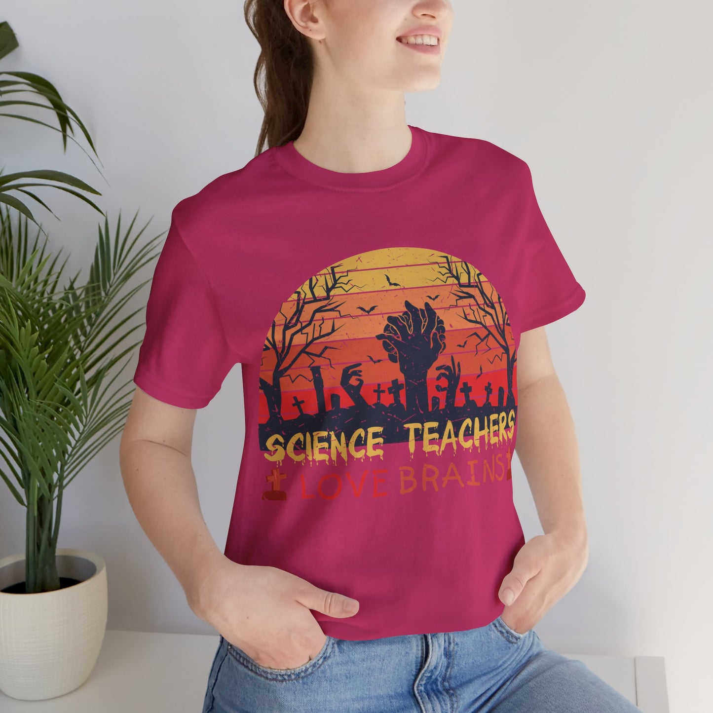 Science Teachers Love Brains Jersey Short Sleeve Tee