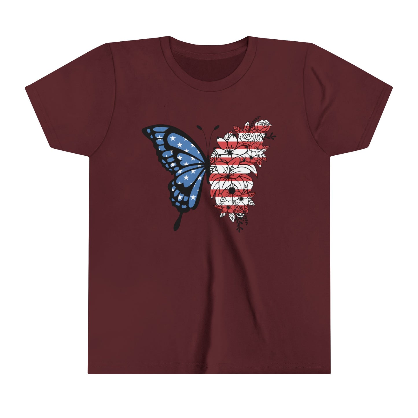 Butterfly American Flag Youth Short Sleeve Tee