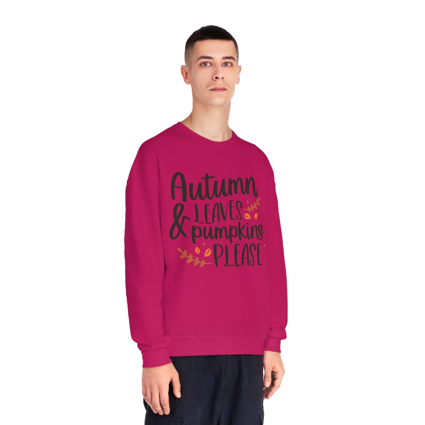 Autumn Leaves & Pumpkins Please Crewneck Sweatshirt