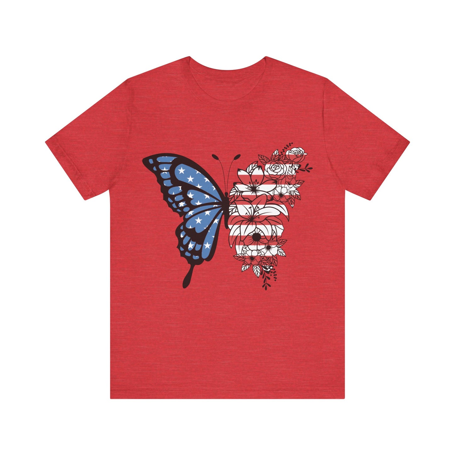 Red, White & Butterfly Jersey Short Sleeve Tee